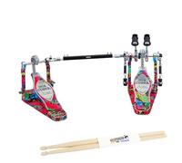 Tama HP900PWMPR Double Pedal Iron Cobra 900 Marble Psychedelic Rainbow + Keepdrum Drumsticks