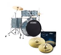 Tama Stagestar 22" 5pc Drum Kit w/Zildjian Cymbals Blue Mist
