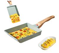 Tamagoyaki Pan Non Stick Japanese Omelette Pan 7.9x6.3'' Square Frying Pan with Wooden Handle Japanese Egg Frying Pan Green Kitchen Supplies