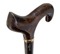 TAMAKA® Gents Handcrafted Dark Brown Wooden Derby Handle Cane With Collar Walking Stick Mens Ladies - 94cm (37")