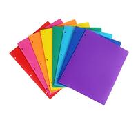 Tamaki 8 Pack Colored Plastic Folders Durable Heavy Duty File Folders with 2 Pockets Poly Folders 3 Hole Punched 2 Pocket Folders for School for School Office