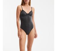 Tamara Bodysuit in Microfibre with Metallic Thread Black