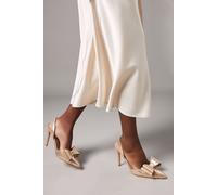 Tamara Metallic Textile Satin Bow Slingback High Stiletto Heel Court Shoes Coast Gold 3