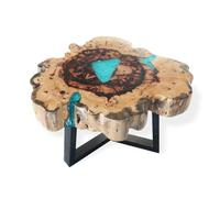 Tamarind and Resin Coffee Table - Aqua