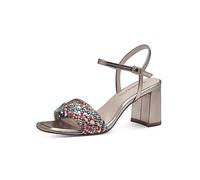 Tamaris Block Heel Ankle Strap Sandals Light Gold Multi