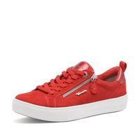 Tamaris Women's Comfort Damen Sneaker Flach mit Reißverschluss Freizeit, Red Suede, 6 UK