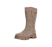 Tamaris Comfort Women’s Flat Boots with Zip and Fabric Collar Comfort Fit , Taupe, 8 UK