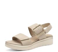 Tamaris Comfort Women’s Flat Leather Sandals with Buckle, Beige Suede, 5 UK