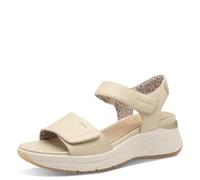 Tamaris Comfort Women’s Flat Leather Sandals with Velcro, Beige, 6,5 UK