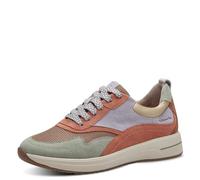 Tamaris Comfort Women’s Flat Leather Sneakers Comfortable, Sage Comb, 6 UK