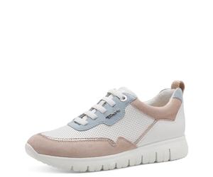 Tamaris Comfort Women’s Flat Leather Sneakers Comfortable, White Comb, 5 UK