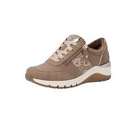 Tamaris Comfort Women’s Flat Leather Sneakers Elegant Comfort Fit , Beige Comb, 7,5 UK