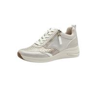 Tamaris Comfort Women’s Flat Sneakers with Laces and Zip, Beige Glam, 3,5 UK