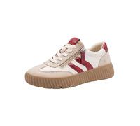 Tamaris Comfort Women’s Flat Sneakers with Zip Casual, Beige/Red, 6,5 UK