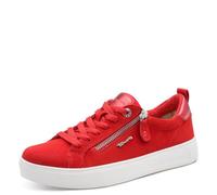 Tamaris Comfort Women’s Flat Sneakers with Zip Casual, Red Suede, 6,5 UK
