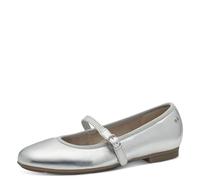 Tamaris Comfort Women’s Leather Ballerinas with Velcro, Silver, 6 UK