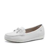 Tamaris Comfort Women’s Leather Moccasins with Bow, White Nappa, 4 UK