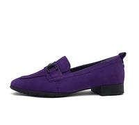 Tamaris Comfort Women’s Loafers Flat Leather Business Slippers Comfort Fit , Purple Nubuk, 6,5 UK