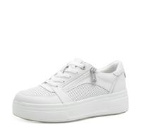 Tamaris Comfort Women’s Platform Sneakers with Zip Low Top, White Structur, 5 UK