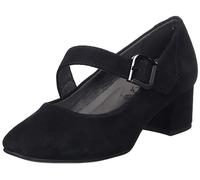 Tamaris Comfort Women’s Pumps with Strap Suede Comfort Fit , Black Suede, 5 UK