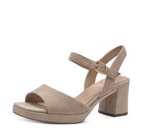 Tamaris Comfort Women’s Sandals with Heel Leather Adjustable Strap, Beige Suede, 5 UK