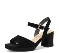 Tamaris Comfort Women’s Sandals with Heel Leather Adjustable Strap, Black Suede, 4 UK