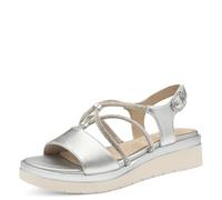 Tamaris Comfort Women's Elegant Leather Flat Sandals, silver, 6.5 UK