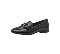 TAMARIS Comfort Women's Leather Block Heel Loafers, Black Nappa, 4 UK
