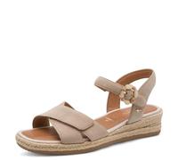 Tamaris Comfort Women's Wedge/Plat Sand MultiAdjustable Wedge Sandal, Beige Suede, 40 EU