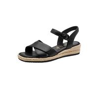 Tamaris Comfort Women's Wedge/Plat Sand MultiAdjustable Wedge Sandal, Black Nappa, 41 EU