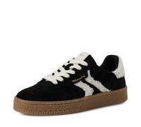 Tamaris Women's Fur Suede Leather Fashion Lace Up Sneakers, Black 6