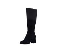 Tamaris Women's 8-85501-41 Leather Comfort Fit Interchangeable Footbed Classic Long Shaft Boots with Block Heel Knee High, Black (Black Suede), 3.5 UK