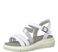 Tamaris Women's 8-88202-20 Leather Comfort Fit Interchangeable Footbed Adjustable Strap Classic Everyday Shoes Flat Sandals, White silver, 6 UK