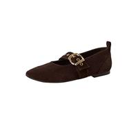 Tamaris Women's ballerina with strap leather flat brown 5 UK