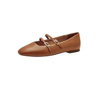 Tamaris Women's ballerina with strap leather flat brown 5 UK