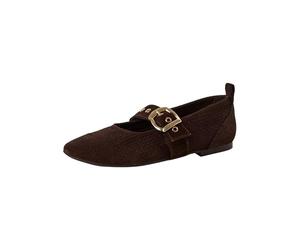 Tamaris Women's ballerina with strap leather flat brown 5 UK