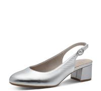 Tamaris Women's Comfort Damen Slingpumps aus Leder Elegant Pump, Silver, 4 UK