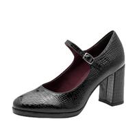 Tamaris Women's Court Shoes with Block Heel, Black (Black Croco), 41