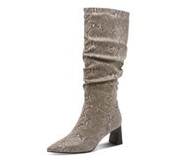 Tamaris Women's Damen Long Boot Heel 1-25507-45 Knee High, Beige Snake, 4 UK