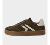 Tamaris Women's Fur Suede Leather Fashion Lace Up Sneakers, Green 5