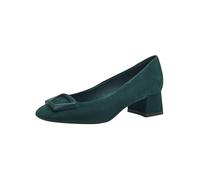 Tamaris Women's Leather Block Heel Court Shoes, Green Suede, 5 UK
