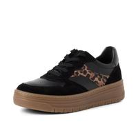 Tamaris Women's Low Flat Trainers, Black (Black/Leopard), 37