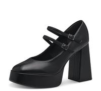 Tamaris Women's Vegan Block Heel Strappy Pumps, Black Matte, 36 EU