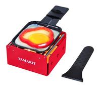 TAMARIT Personal Raclette Grill- Portable Candlelight Raclette Cheese Melter with Non-Stick Pan & Spatula - Small Raclette Machine for One Person, Picnic, Camping & Home, Red