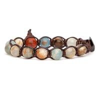 Tamashii Original Tibetan Unisex Bracelet Made with Natural Stone Calcite Blue and Brown Cord. Size BHS900-301, Taglia unica, Natural stone, cord, Calcite