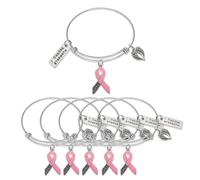 TAMAWire Cancer Survivor Awareness Bracelet - Hope Strength Believe Adjustable Boho Amulet Style - Gift for Men Women - Ribbon Charm Wristband Packed in Elegant Jewelry Box, M, Brass, no gemstone