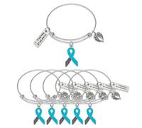 TAMAWire Cancer Survivor Awareness Bracelet - Hope Strength Believe Adjustable Boho Amulet Style - Gift for Men Women - Ribbon Charm Wristband Packed in Elegant Jewelry Box, M, Brass, no gemstone