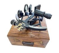 Tamaya Nautical Sextant with Wooden Box Vintage Marine Instrument Working Sextant Replica Ship Navigation 9" Inch