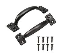TamBee 2PCS 6-1/2 Inch Pulls Black Door Pull Handle Metal Kitchen Cabinets Furniture Wardrobe Medicine Handle in Black Door Hardware