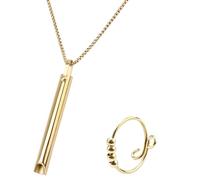 TamBee Anapana Breathing Necklace Breathlace Stress Relief Mindful Anxiety Relief Necklace Whistle for Breathing Exercises Meditation, Christmas Valentine Gift (Gold)
